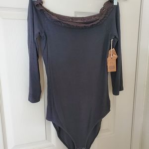 NWT Aerie Lacy Bodysuit (M, Grey)
